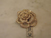 Vintage Elizabeth Taylor Passion Flower Brooch: Gold Crystal Rose Pin
