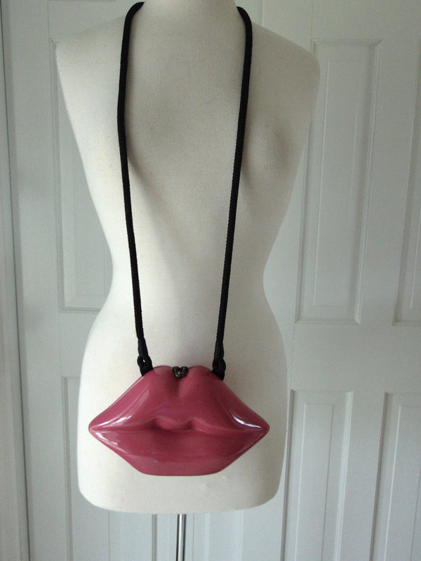 Vintage Fuchsia Lipstick Purse by Timmy Woods, Makeup Artist Clutch Bag
