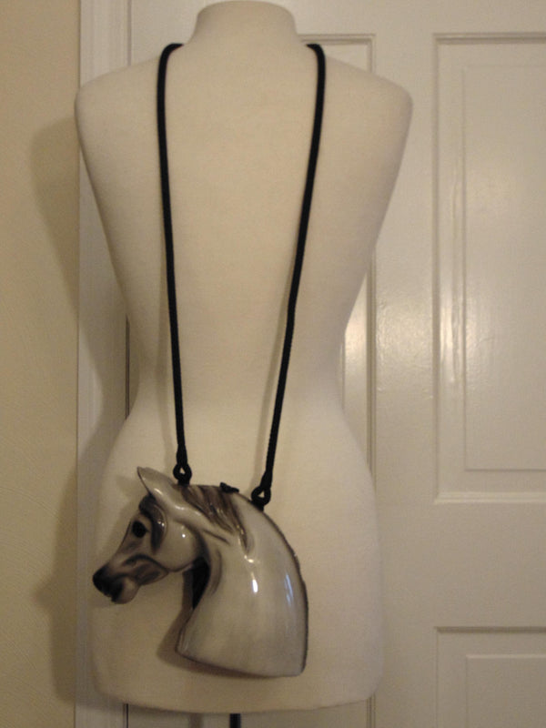 Wooden Timmy Woods Gray Horse, Preloved Vintage Rare Horse Purse, Equestrian Purses