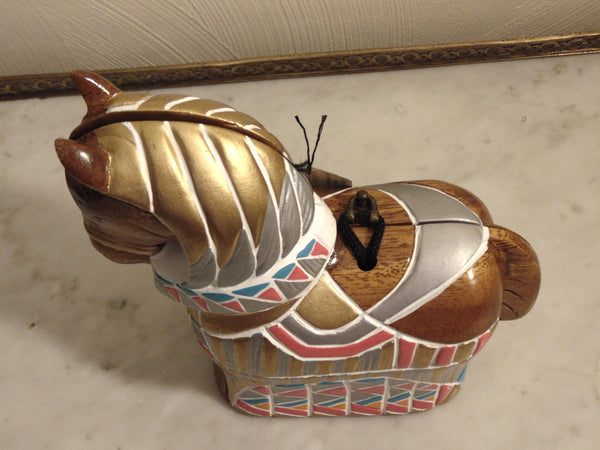 Vintage Timmy Woods Painted Pony Purse, Equestrians Crossbody Purse, Wooden Horse Decor
