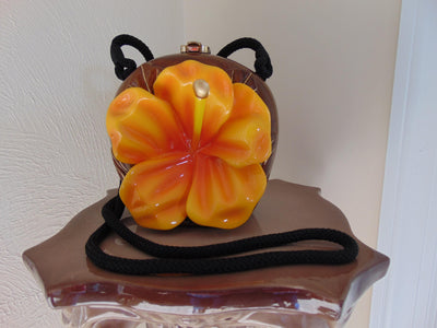 Vintage Timmy Woods Orange Hibiscus Purse, Spring Summer Purses