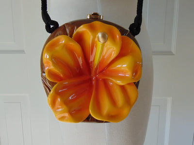 Vintage Timmy Woods Orange Hibiscus Purse, Spring Summer Purses