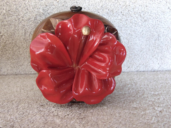 Vintage Timmy Woods Red Hibiscus Purse, Spring Summer Purses