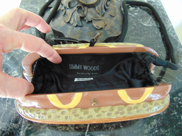 Timmy Woods Wooden Hotdog Purse, Baseball Games Barbeque Purses, Summer Picnic Purse