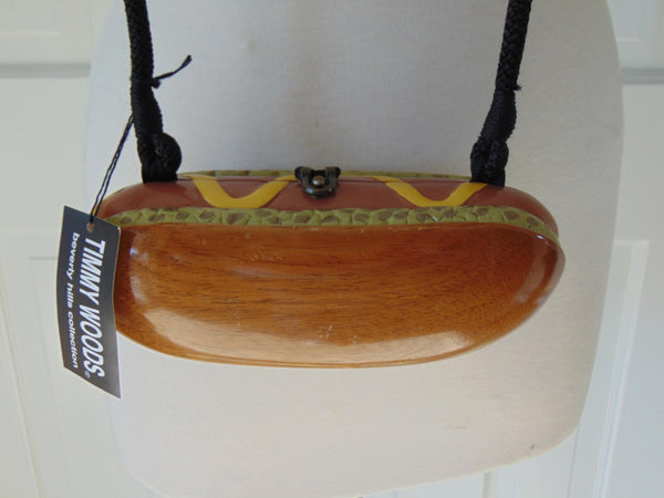 Timmy Woods Wooden Hotdog Purse, Baseball Games Barbeque Purses, Summer Picnic Purse