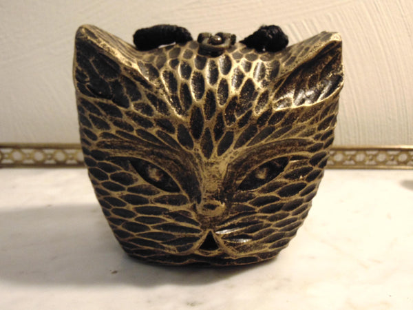 Wooden Timmy Woods Cat Purse, Kitty Statue