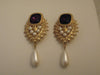 Shaill Jhavery Imperial Elegance Drop Clip Earrings 1993, Pearl-Amethyst-Rubies-Crystal Earrings
