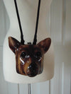 Vintage Timmy Woods German Shepherd Wooden Dog Purse, Collectible Show Bag
