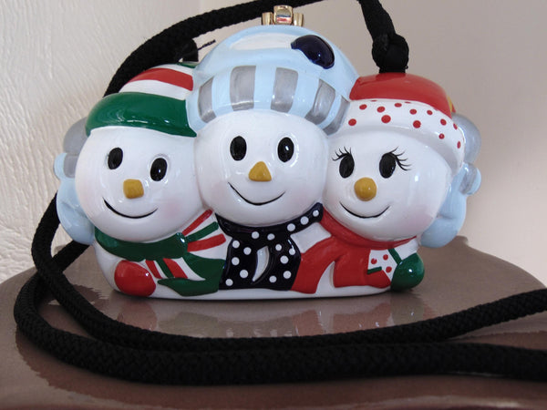 Timmy Woods Three Little Snowman Purse, Snowman Trio Wooden Purses