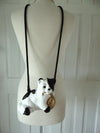 Handcrafted Wooden Cat Purse By Timmy Woods, Wooden Kitty Statue Decor Black And White