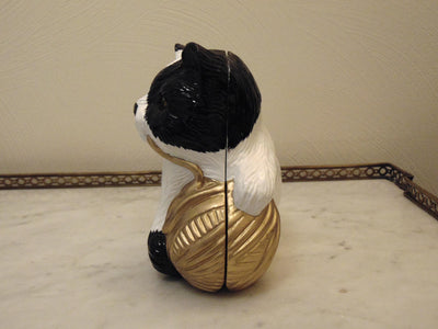 Handcrafted Wooden Cat Purse By Timmy Woods, Wooden Kitty Statue Decor Black And White