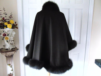 One Size BrownShawl Trimmed In Fox Fur, Peri 100% Wrap Brown