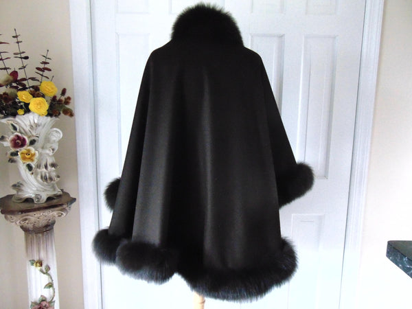 One Size Brown  Shawl Trimmed In Fox Fur, Peri 100% Wrap Brown
