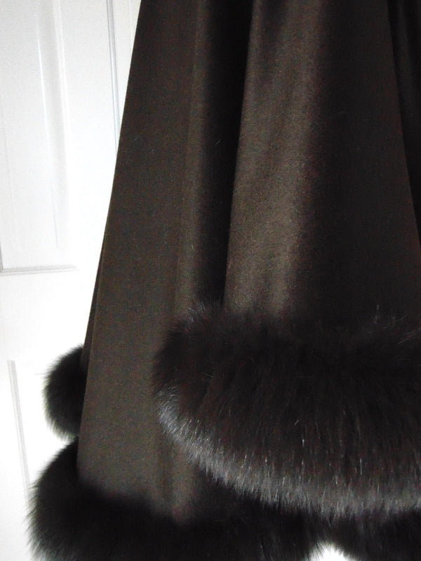 One Size Brown  Shawl Trimmed In Fox Fur, Peri 100% Wrap Brown