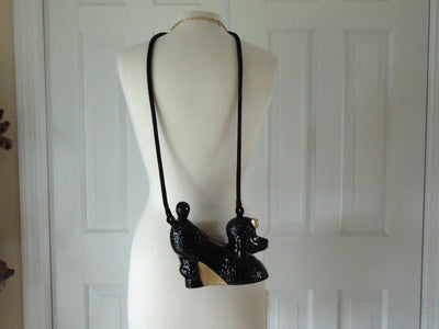 Timmy Woods Handcrafted Wooden Black Poodle Purse, Dog Show Purses