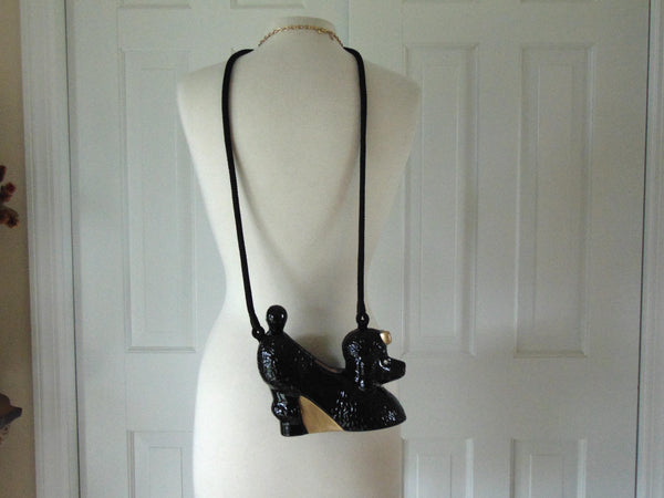 Timmy Woods Handcrafted Wooden Black Poodle Purse, Dog Show Purses
