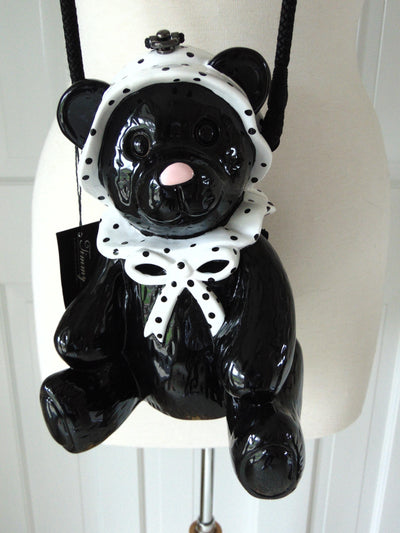 Wooden Black Baby Bear Purse Designed By Timmy Woods, Unique Wood Purses
