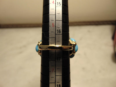 Kenneth Jay Lane Faux Turquoise Dome Star Ring, Gold Tone Crystal Accent