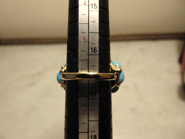 Kenneth Jay Lane Faux Turquoise Dome Star Ring, Gold Tone Crystal Accent