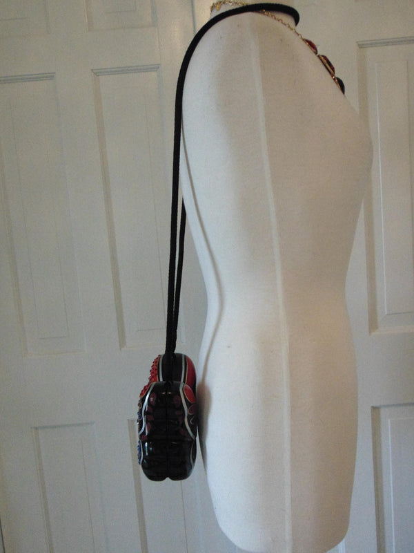 Vintage Timmy Woods Wooden Butterfly Purse Embellished With Crystals, Spring Summer Wooden Purses