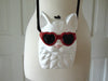 Timmy Woods Wooden White Cat Purse, Preloved Kitty Cat Purses, Handmade Wood Kitten Statue