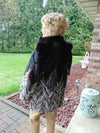 Black And Grey Section Mink Jacket Size Med.