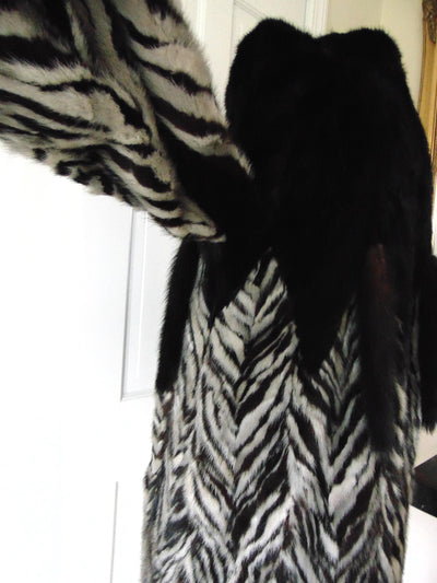 Black And Grey Section Mink Jacket Size Med.
