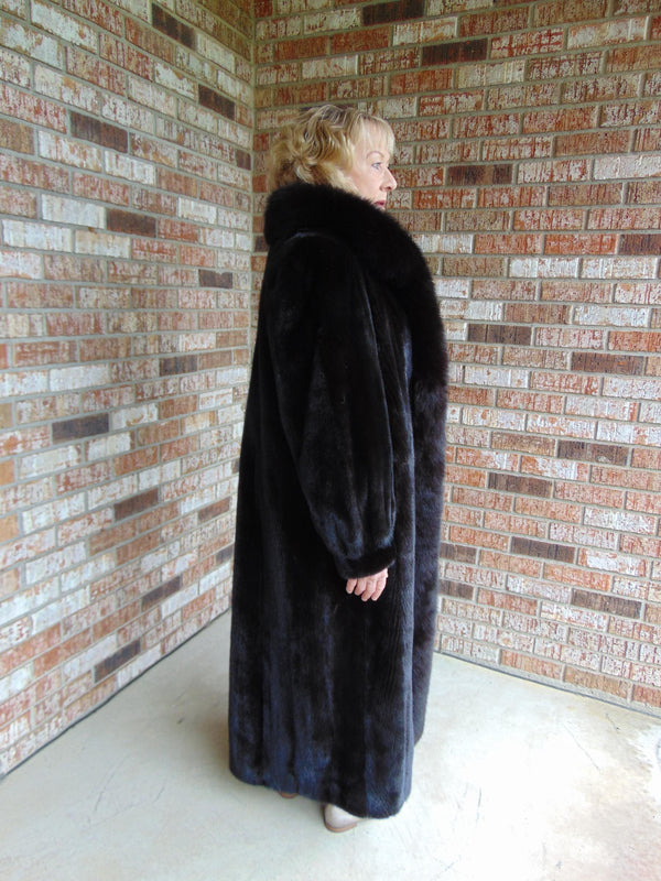 Black Mink Fox Tuxedo Size XL-XXL