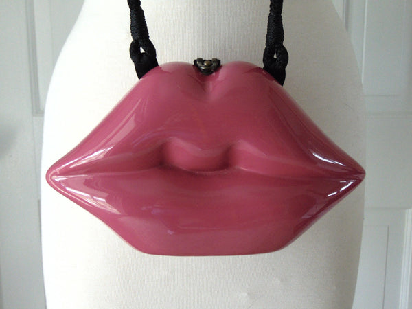 Vintage Fuchsia Lipstick Purse by Timmy Woods, Makeup Artist Clutch Bag