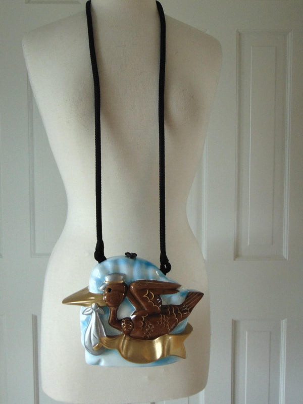 Timmy Woods Wooden Stork Purse,  Gender Reveal Purses