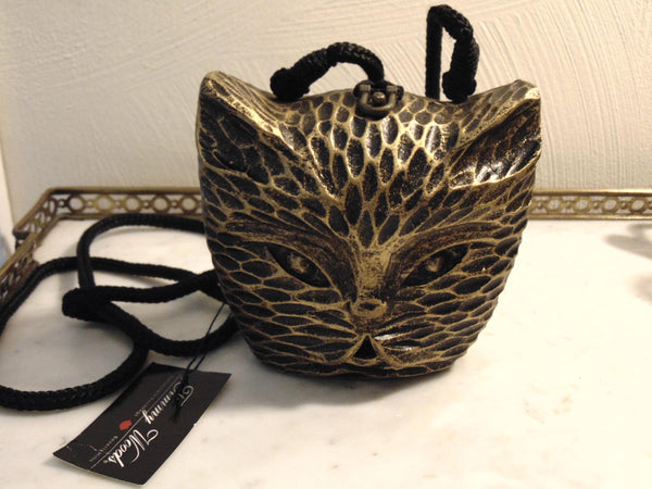 Wooden Timmy Woods Cat Purse, Kitty Statue