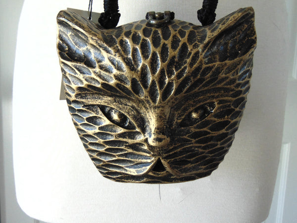 Wooden Timmy Woods Cat Purse, Kitty Statue