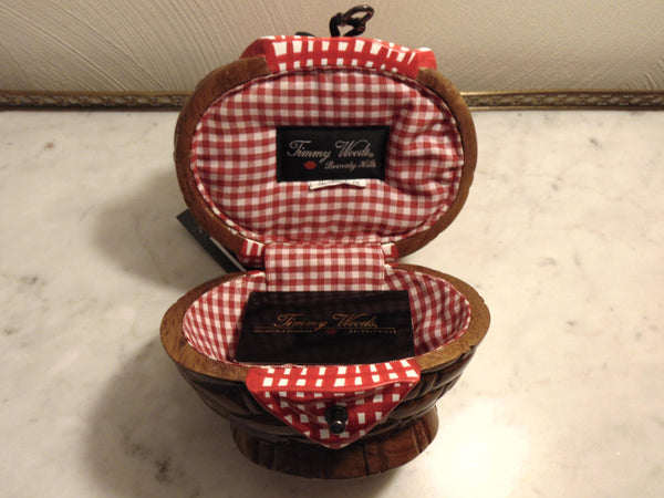 Wooden Timmy Woods Vegetable Basket Purse, Picnic Basket Purses