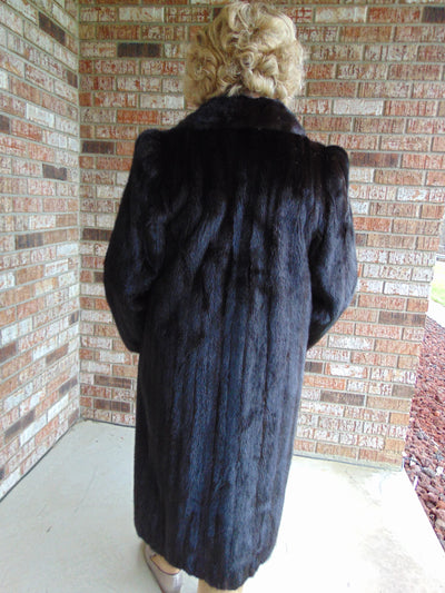 Dark Brown Full Length Mink Fur Coat Size Medium