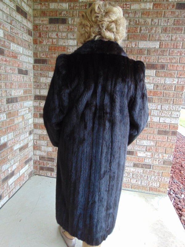 Dark Brown Full Length Mink Fur Coat Size Medium