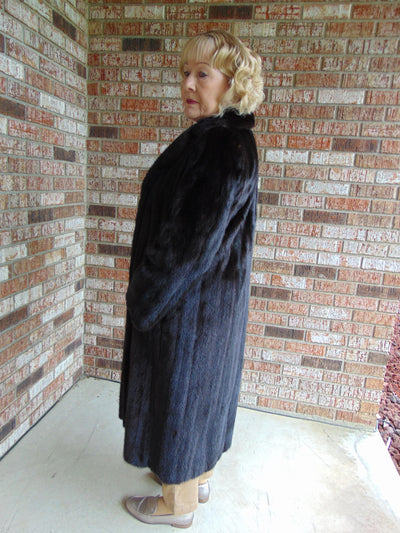 Dark Brown Full Length Mink Fur Coat Size Medium