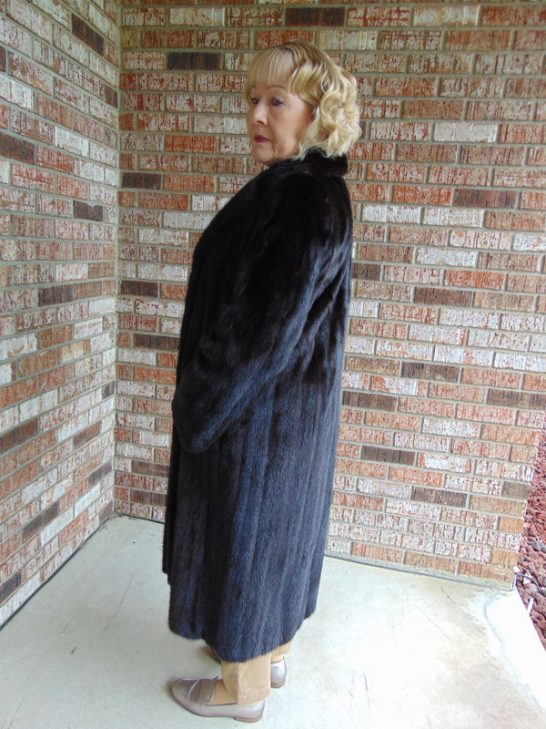 Dark Brown Full Length Mink Fur Coat Size Medium