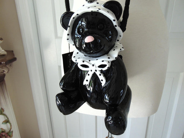 Wooden Black Baby Bear Purse Designed By Timmy Woods, Unique Wood Purses