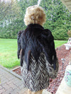 Black And Grey Section Mink Jacket Size Med.