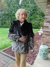 Black And Grey Section Mink Jacket Size Med.