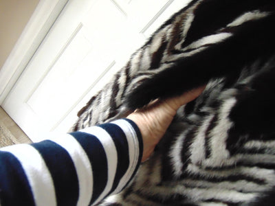 Black And Grey Section Mink Jacket Size Med.