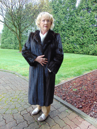 Dark Brown Full Length Mink Fur Coat Size Medium
