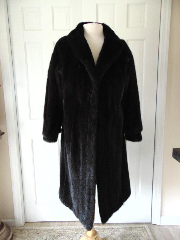 Dark Brown Full Length Mink Fur Coat Size Medium