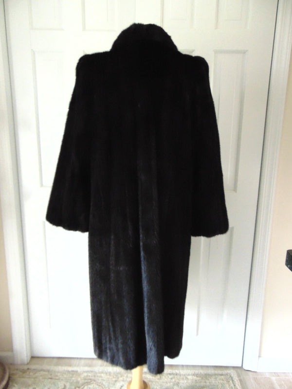 Dark Brown Full Length Mink Fur Coat Size Medium