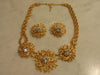 KJL Golden Starburst Crystals Necklace Clip On Earring Set