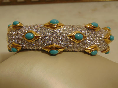 Kenneth Jay Lane Faux Turquoise Crystal Bracelet