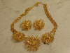 KJL Golden Starburst Crystals Necklace Clip On Earring Set