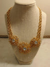KJL Golden Starburst Crystals Necklace Clip On Earring Set