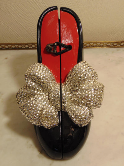 Timmy Woods Black High Heel Purse With A Crystal Bow
