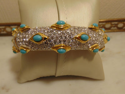 Kenneth Jay Lane Faux Turquoise Crystal Bracelet